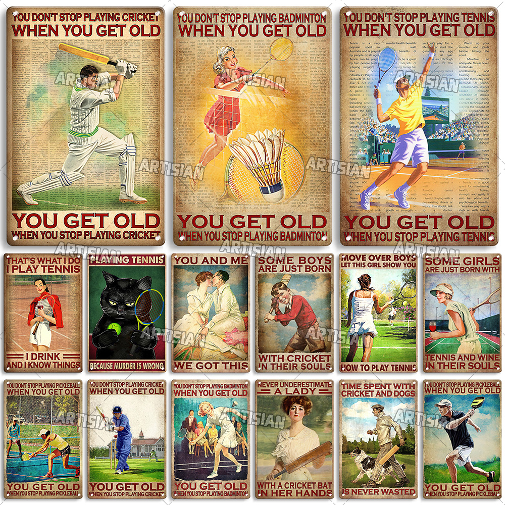 Badminton Poster - Artisian SPORT Metal Sign Tennis Tin