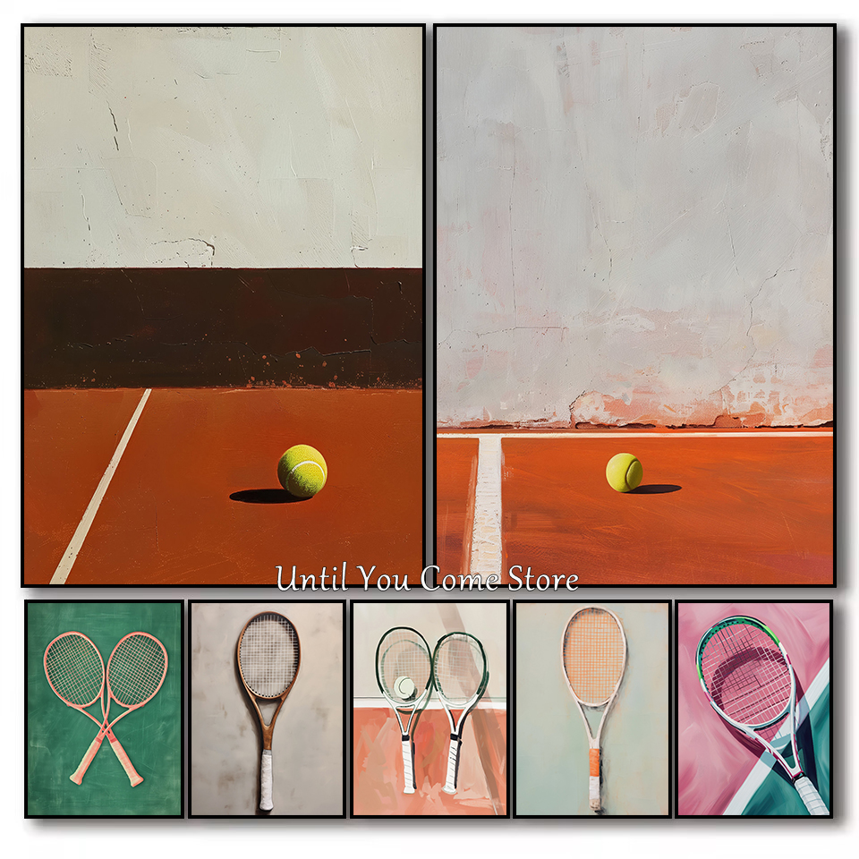 Badminton Poster - Retro Tennis and Tennis Racket Minimalist