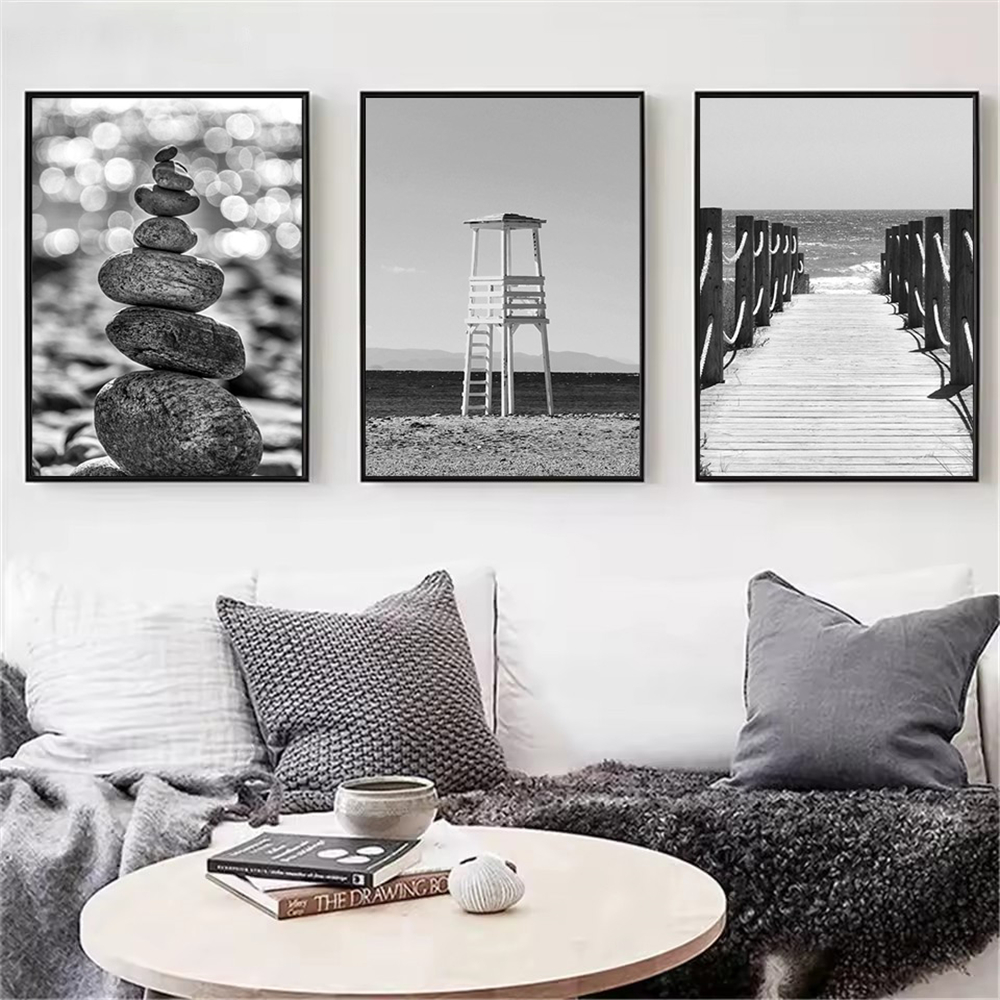 Black And White Sea Beach Post - Badminton Poster review and price