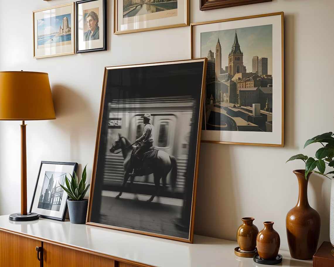 Vintage NYC Cowboy Subway Wall - Badminton Poster review and price