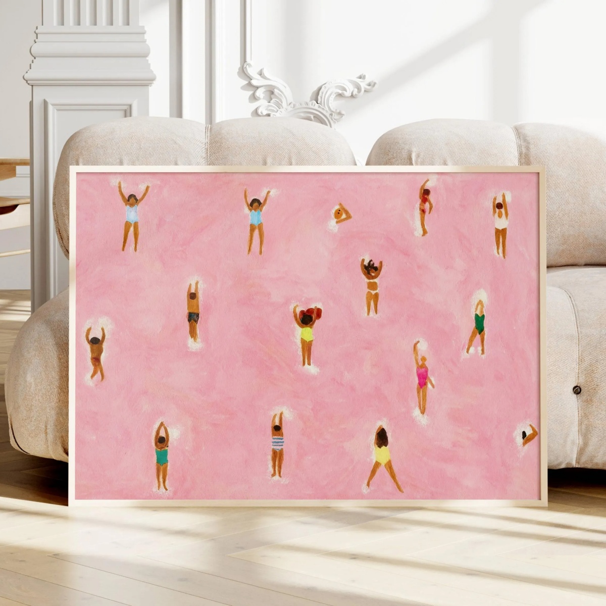 Tiny People Swimming in Pink B - Badminton Poster review and price