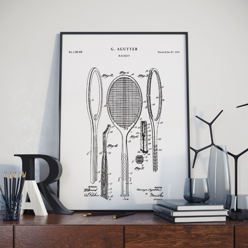 Vintage 1921 Racket Patent Pos - Badminton Poster review and price