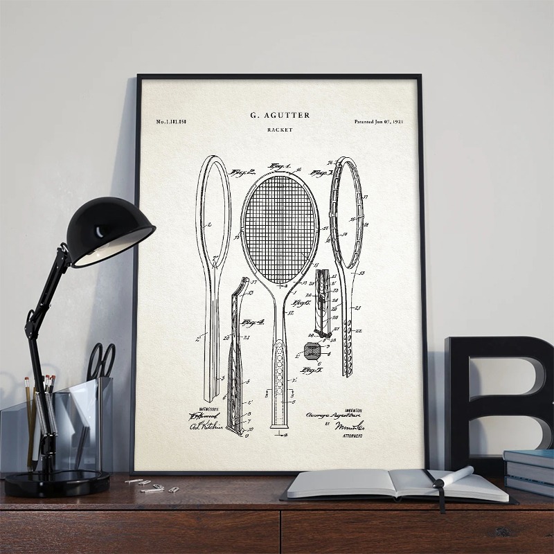 Vintage 1921 Racket Patent Pos - Badminton Poster review and price