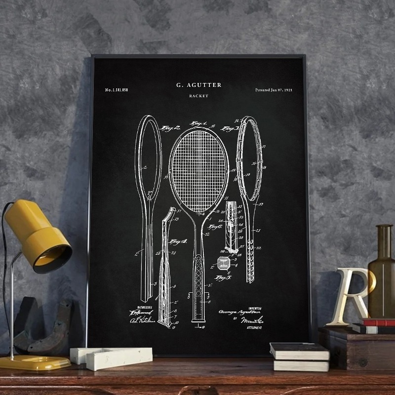 Vintage 1921 Racket Patent Pos - Badminton Poster review and price