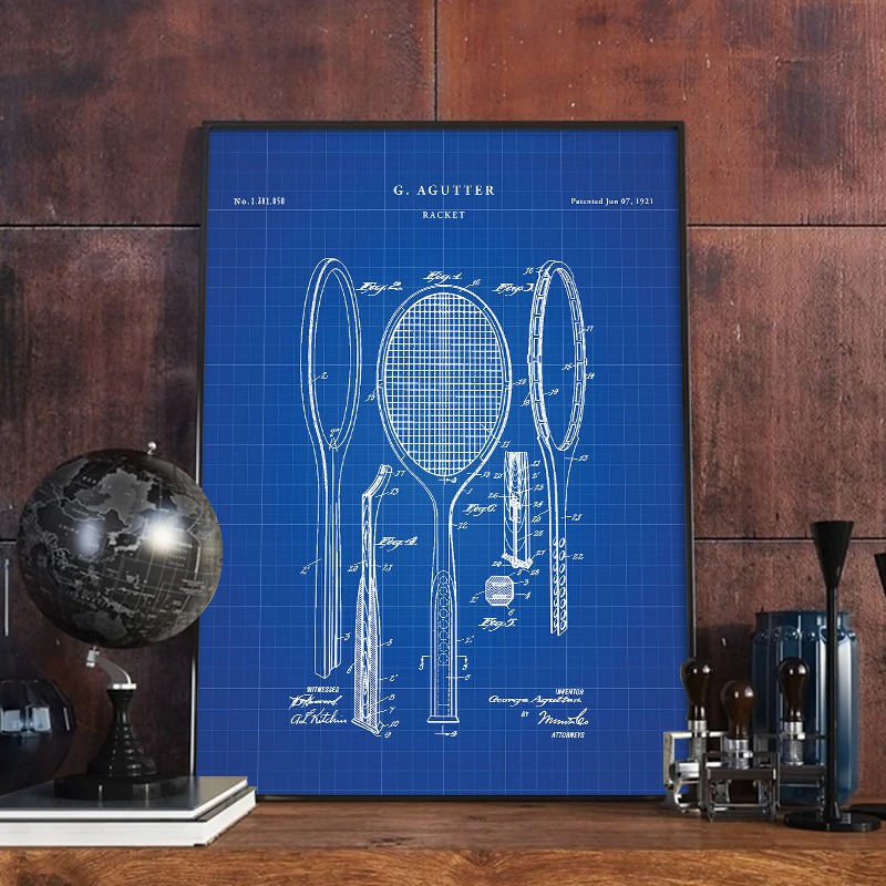 Vintage 1921 Racket Patent Pos - Badminton Poster review and price