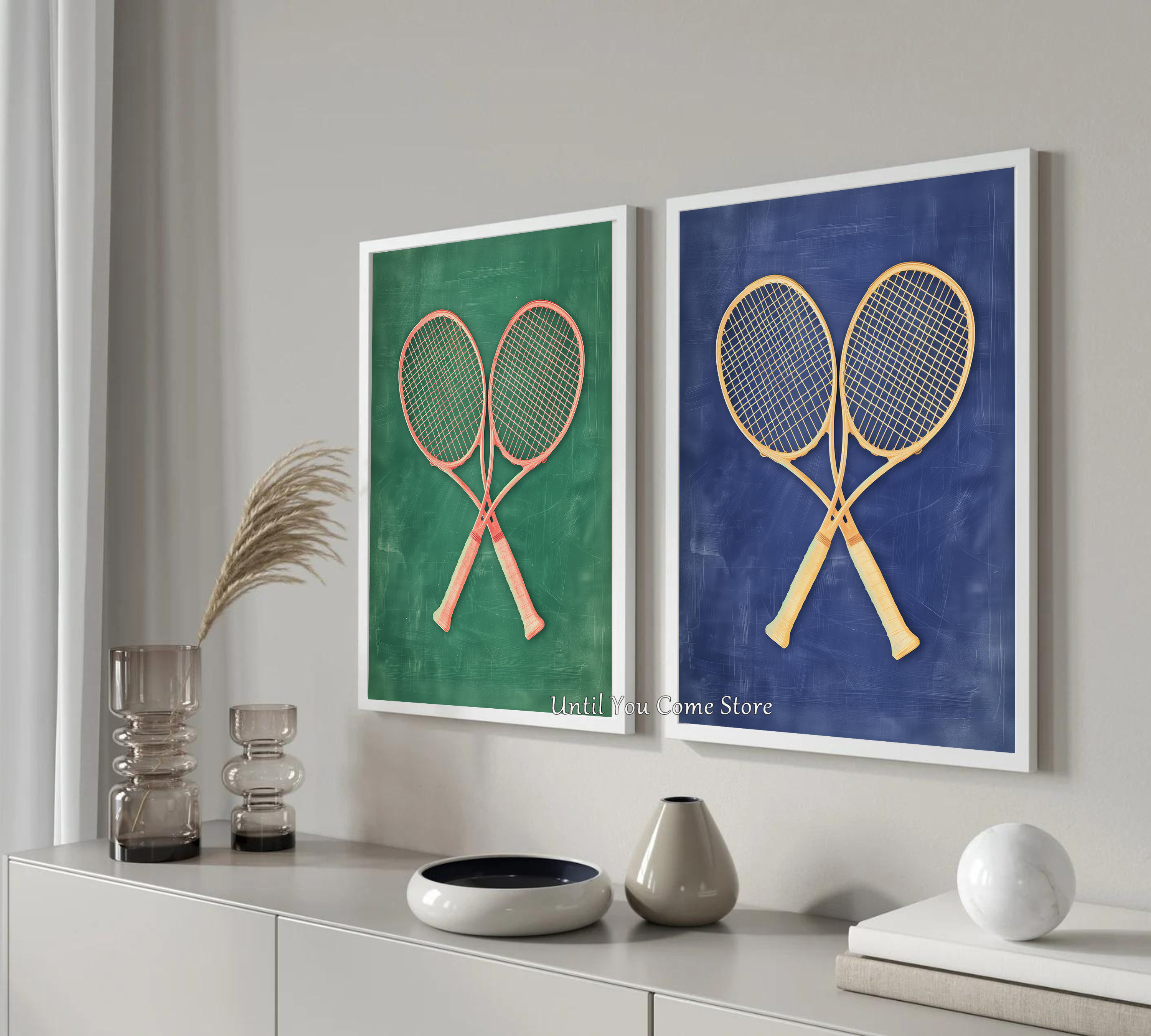 Retro Tennis and Tennis Racket - Badminton Poster review and price